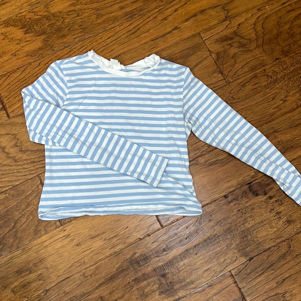 Blue and white striped shirt